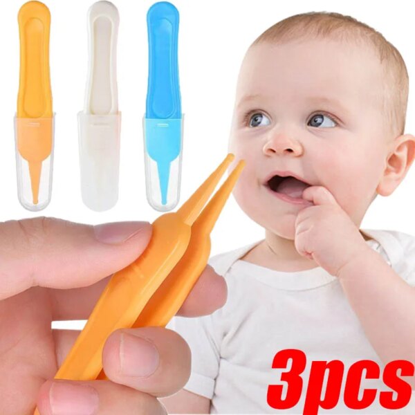 1-3pcs Plastic Cleaning Forceps for Baby Infants Ear Nose Navel Care Clean Tools Round Head Clamps Nasal Cavity Safety Tweezers