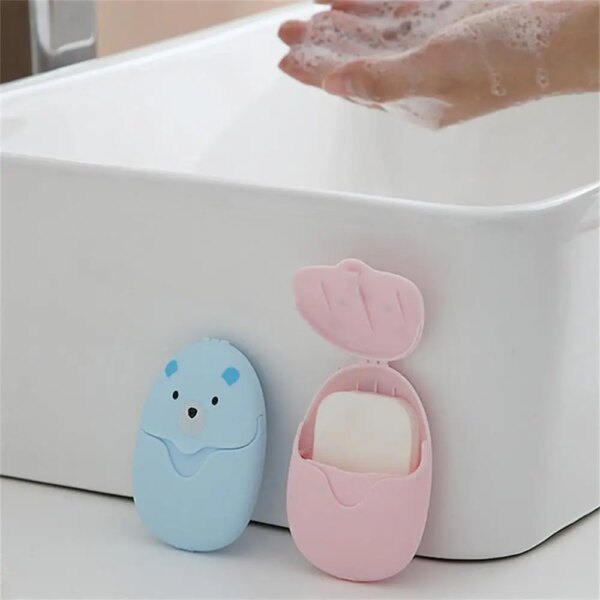 Travel Paper Soaps Portable Disposable Cleaning Soap Paper Cartoon Travel Paper Soaps Cute Bear Paper Soap Tablets for Travel