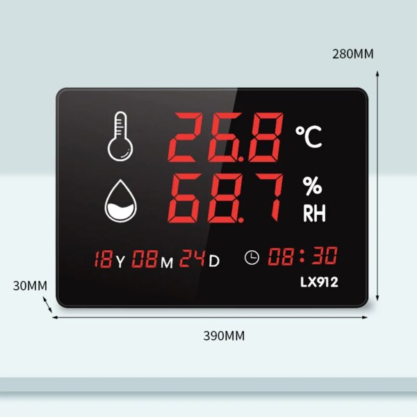 Wall-Mounted Digital Thermometer For Home Temperature Sensor Time Display  Hygrometer Temperature Meter