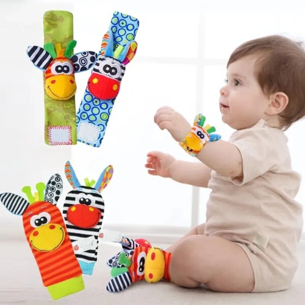 0-12 Months Baby Rattles Toys Animal Socks Wrist Strap +Rattle Baby Foot Socks Bug Wrist Strap Toddler Socks Pacifier Toys