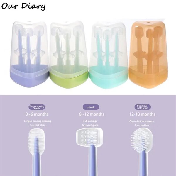 0-18 Baby Tongue Brush  Shaped Brush Silicone Toothbrush Infant Deciduous Tooth Brush Tongue Coating Cleaning Baby Toothbrush