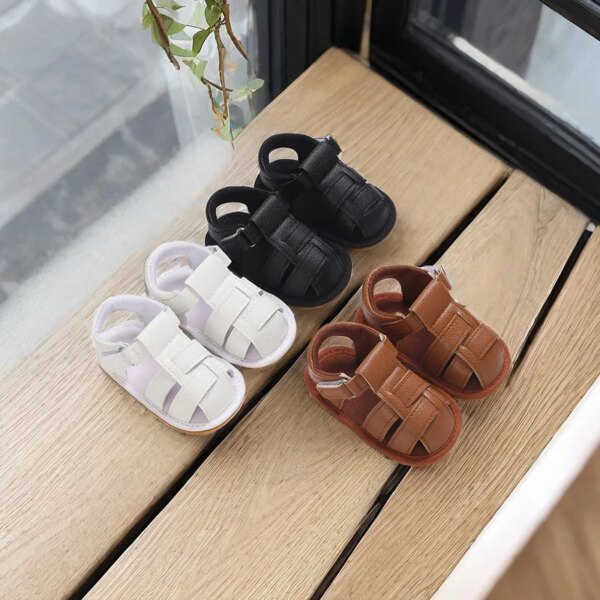 0-18M Newborn Baby Shoes Boys and Girls Summer PU Soft Rubber Sole Anti slip Baby First Step Walking Shoes Baby Sandals