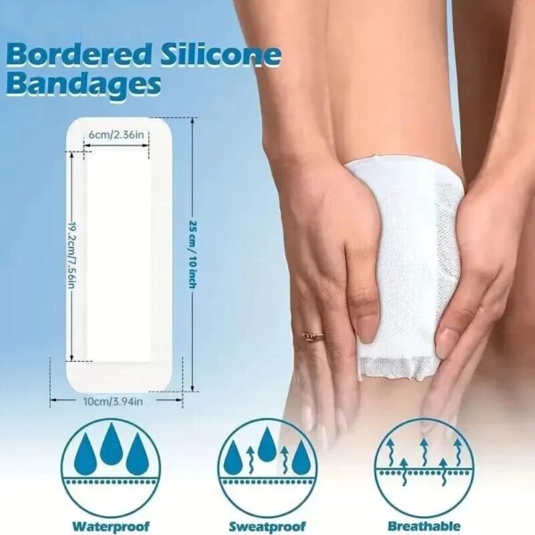 10pcs Adhesive Wound Dressing, Square Bandage With Waterproof Gauze and Dressing, Individually Wrapped for Blister Care