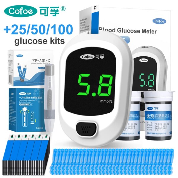 Cofoe A02 Yice Blood Glucose Meter kits For diabetes Tester health Device Glucometer with strips and lancets Blood sugar monitor