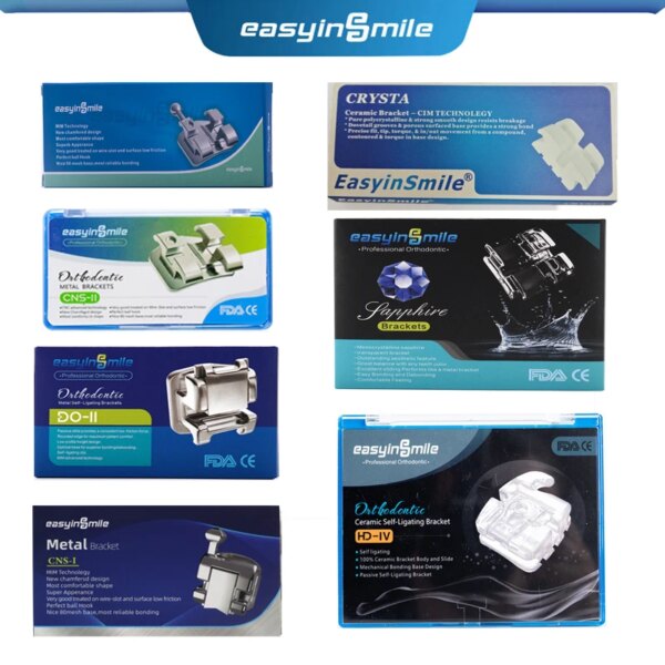 Easyinsmile Dental Orhto Material for Metal Ceramic Self Ligating Roth MBT 345 Slot .022 Orhto Bracket Mini Braces High Quality