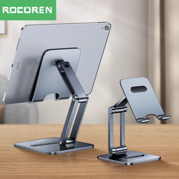 Rocoren Phone Holder Desk Mobile Phone Stand Foldable Metal Tablet Holder Support For iPhone 14 13 iPad Pro Air Universal Holder