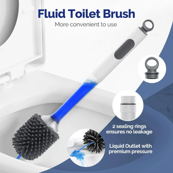 Water Spray Silicone Toilet Brush 40cm Long Handle Refillable Silicone TPR Brush With Wall-Mounted Bathroom Cleaning Accessories