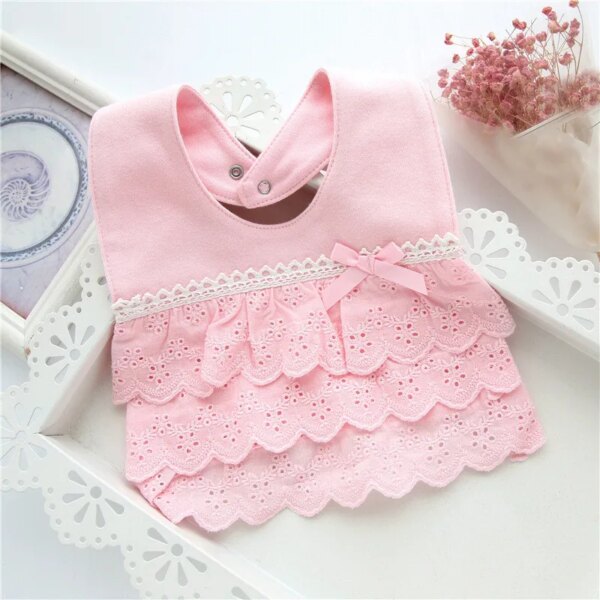 0-24Month Newborn Baby Bibs For Girls Cotton Lace Bow Princess Baby Towel Infants Super Soft Baby Bib Accessories One Piece 2023