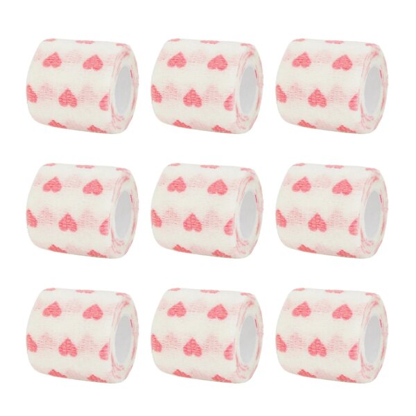 1/6/10 Pcs  White love heart  Printed  motion  Self Adhesive Elastic Bandage 4.8m Sports Wrap Tape for Finger Joint Knee