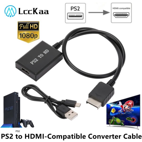 1080P PS2 to HDMI Adapter PS2 to HDMI Cable Playstation 2 to HDMI Converter Supports All PS2 Display Modes for PC HDTV Monitor