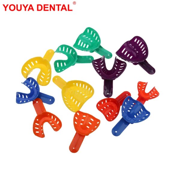 12pcs Disposable Dental Impression Trays Denture Model Autoclavable Dentistry Teeth Holder For Adult And Children Dentist Tools