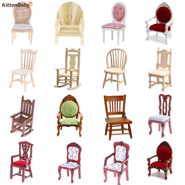 18 Styles 1/12 Simulation Small Sofa Stool Chair Furniture Model Toys For Doll House Decoration Dollhouse Miniature Accessories