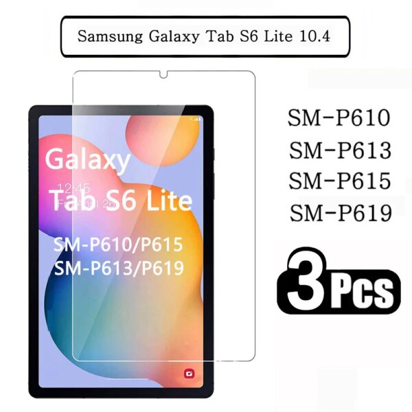 (3 Packs) Tempered Glass For Samsung Galaxy Tab S6 Lite 10.4 2020 2022 P610 P615 P613 P619 Screen Protector Tablet Film