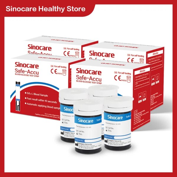 (50/100/200/400) Sinocare Safe Accu Blood Glucose Test Strips (With Lancets)