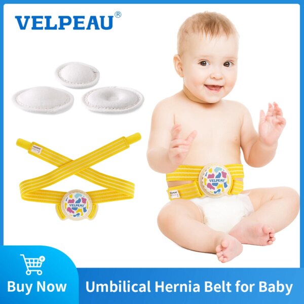 VELPEAU Baby Umbilical Hernia Belt Navel Support for Infant Belly Button Band with 3 Compress Pads Skin-Friendly and Anti-Slip