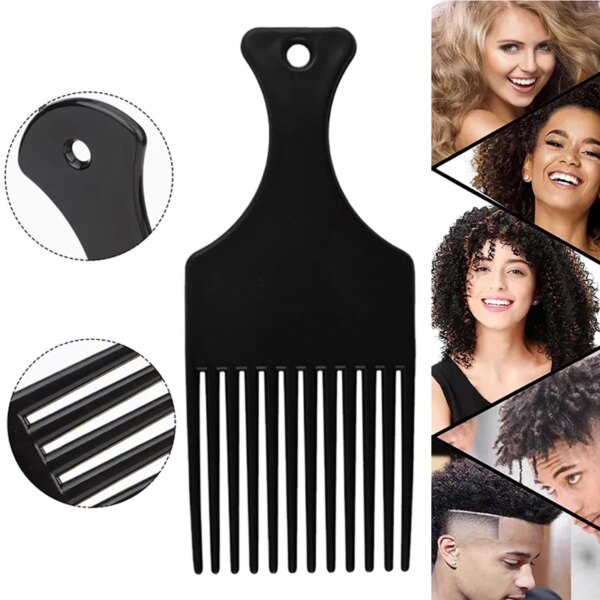 Wide Teeth Brush Pick Comb Fork Hairbrush Insert Hair Pick Comb Plastic Combs For Curly Afro Hair Styling Tools For Women Men