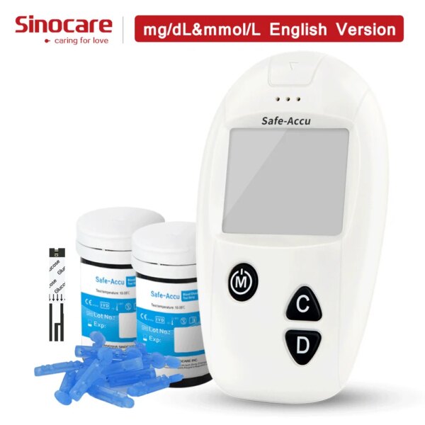 (mg/dL VS mmol/L)Sinocare Safe-Accu Blood Glucose Meter or Test Strips Lancets Glm Exact Glucometer Diabetes Tester Sugar Meter