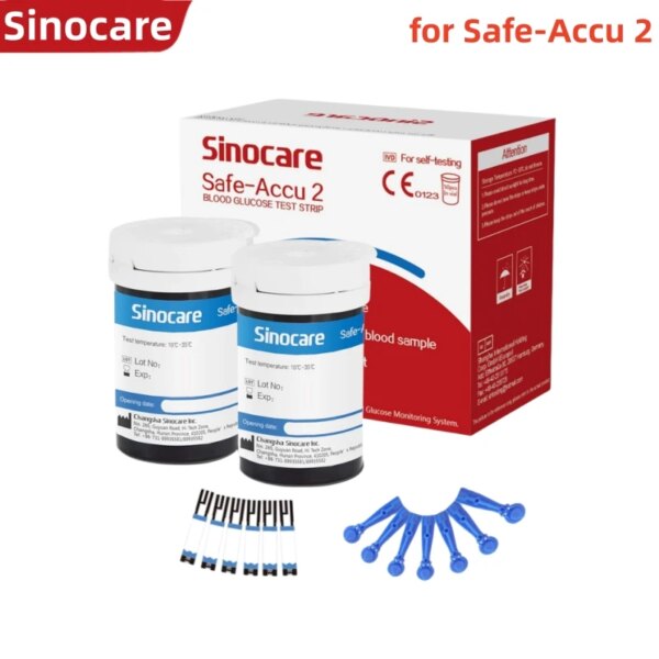 (only for Safe-Accu 2) 50/100/200/300/400pcs Sinocare Blood Glucose Test Strips for Diabetes safe accu 2 Meter