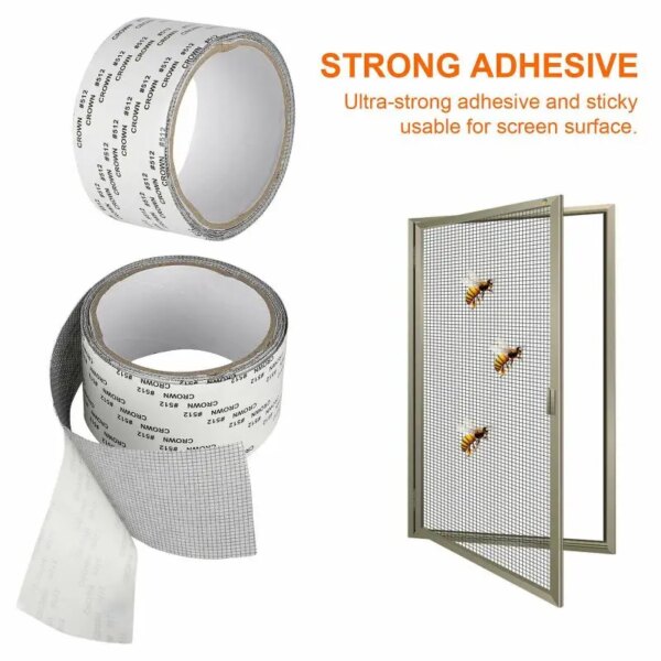 Window Screen Repair Tape Self Adhesive Mesh Tape Net Door Fix Patch Anti Insect Mosquito Mesh Broken Holes Repairing