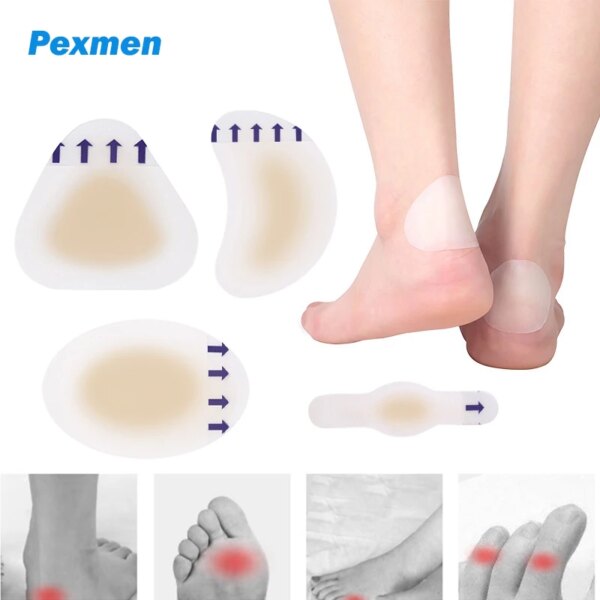 Pexmen Blister Bandages Waterproof Pads Adhesive Sticker for Fingers Toes Heel Blister Prevention & Recovery Gel Guard Skin Pads