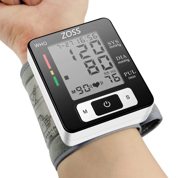 ZOSS  English or Russian Voice Cuff Wrist Sphygmomanometer Blood Presure Meter Monitor Heart Rate Pulse Portable Tonometer BP