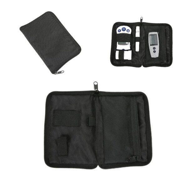 Zippered Storage Bags Instrument 16x11cm Portable Glucose Monitor Pouch Black Cloth Organizer Blood Meter